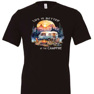 Life Is Better At The Campfire Crewneck T-Shirt | Many Colors